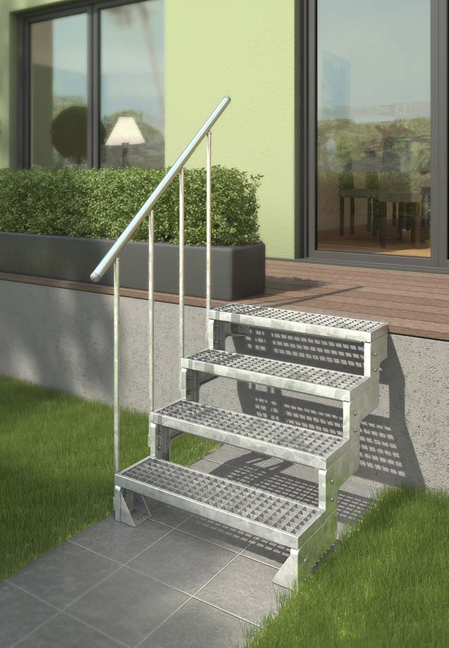 Gardentop - Stufen Gitterrost - 100 cm - Gartentreppe - Außentreppe für den Garten