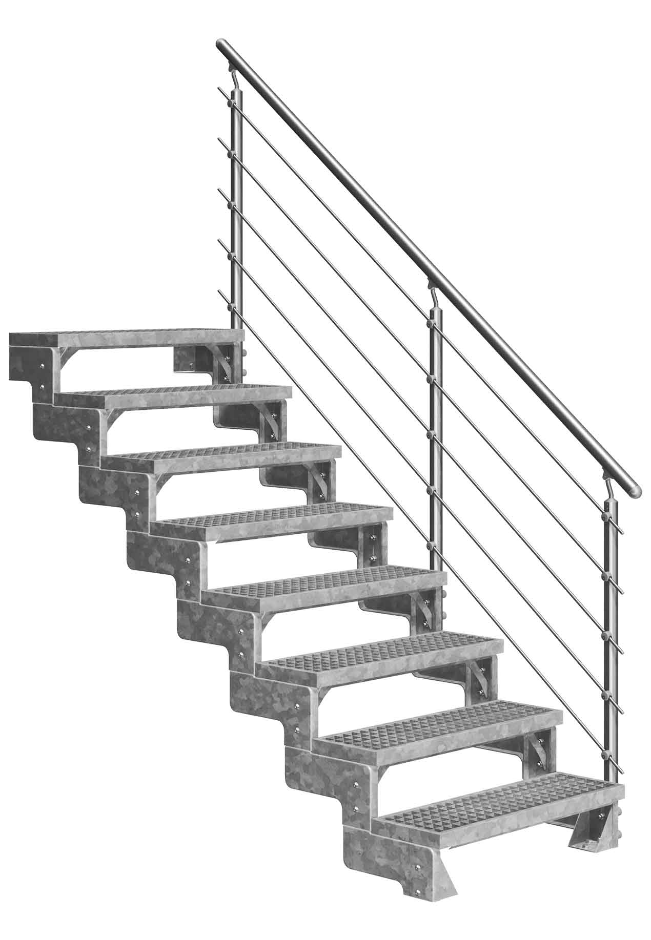 Gardentop - Stufen Gitterrost - 100 cm - Gartentreppe - Außentreppe für den Garten