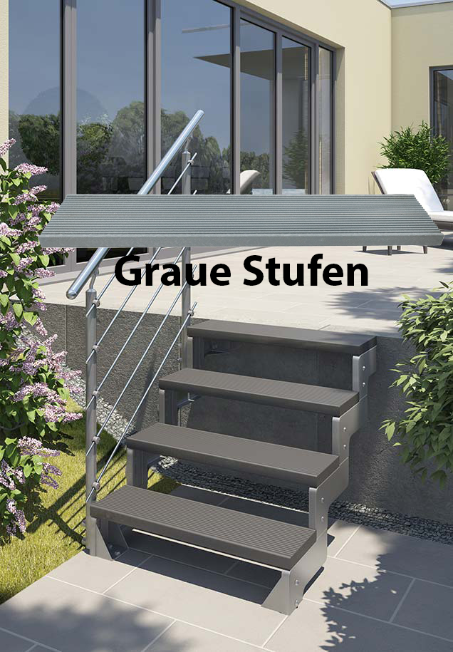 Gardentop - Stufen Trimax grau - 100 cm - Außentreppe - Gartentreppe
