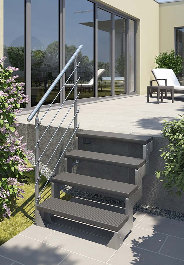 Gardentop - Stufen Trimax anthrazit - 100 cm  - Gartentreppe - Außentreppe