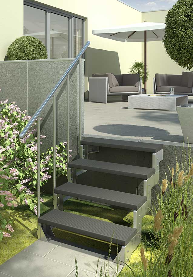 Gardentop - Stufen Trimax anthrazit - 100 cm - Gartentreppe - Außentreppe für den Garten