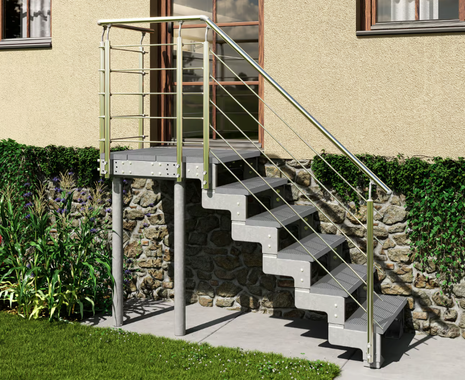 Podest - für die Außentreppe Gardentop - Stufenauflagen Trimax Grau
