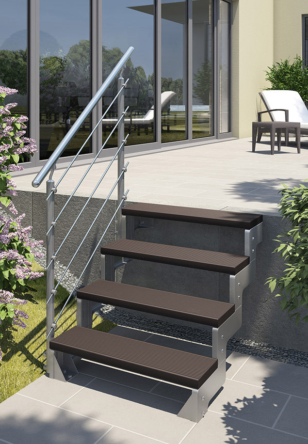 Gardentop - Stufen Trimax Dunkelbraun - 100 cm - Gartentreppe - Außentreppe