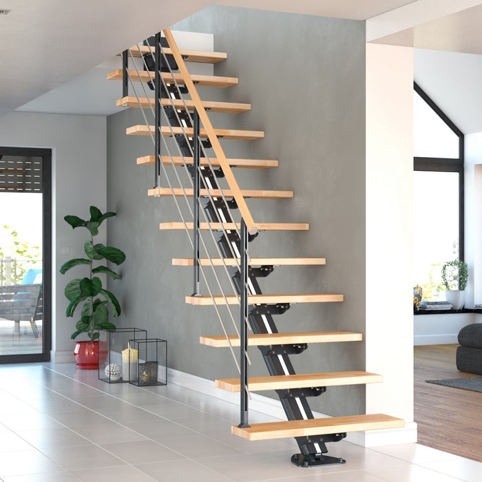 Raumspartreppe Sydney - Verlauf gerade - Mittelholmtreppe optional mit Licht