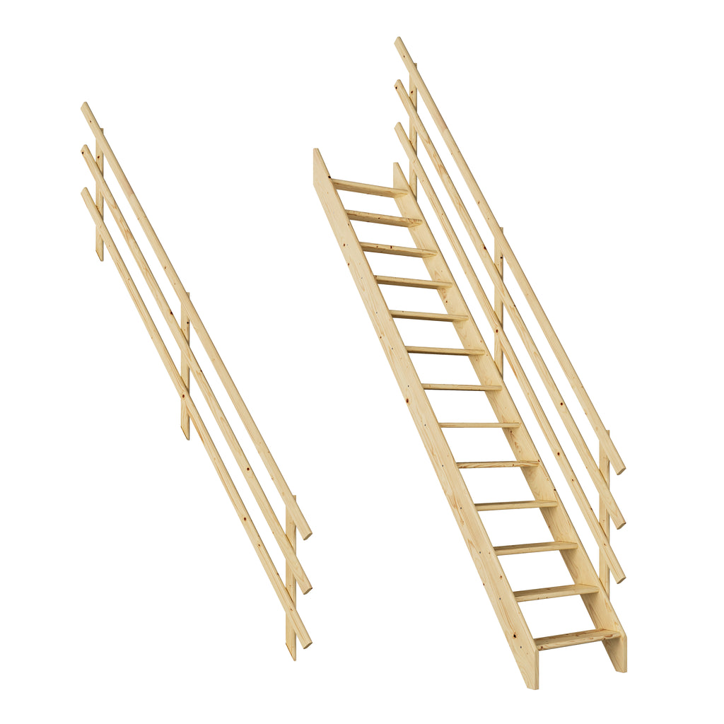 Raumspartreppe Burgau Fichte optionales zweites Geländer