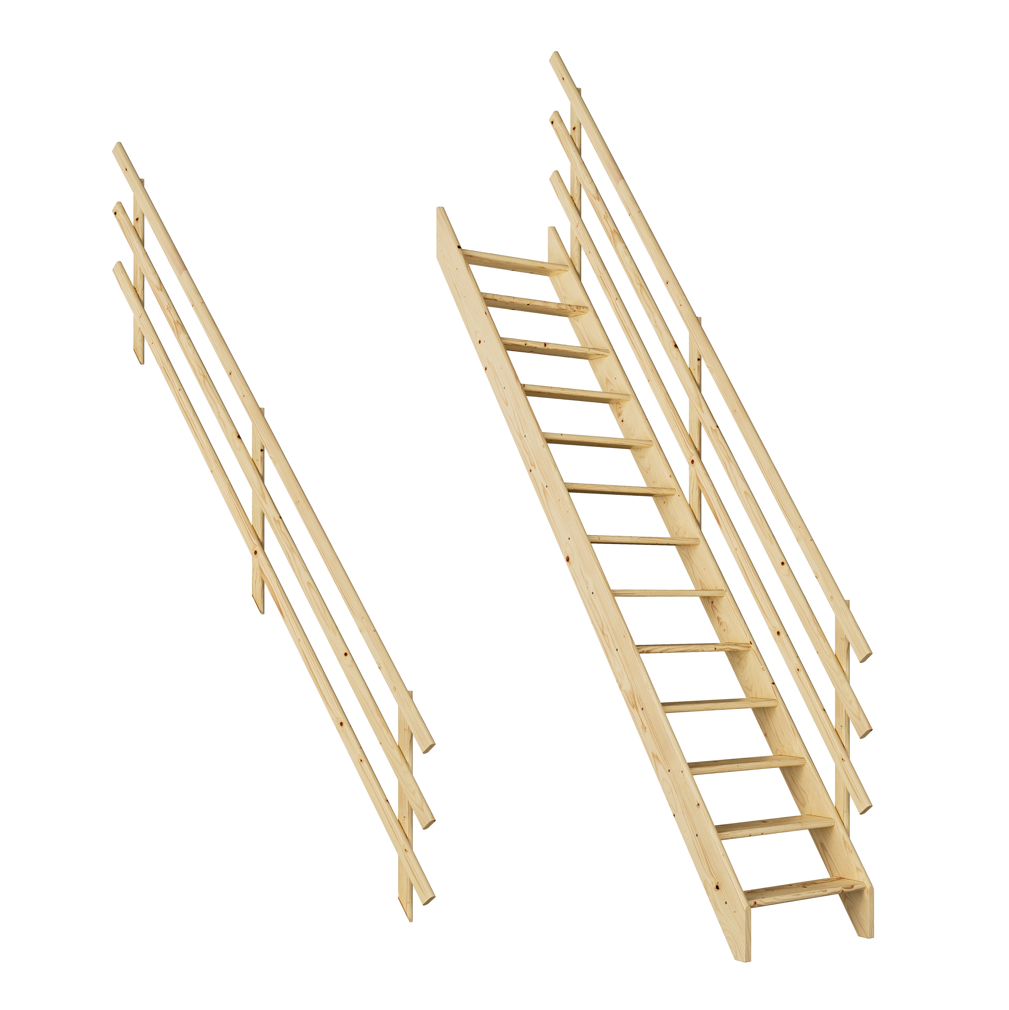 Raumspartreppe Burgau Fichte optionales zweites Geländer