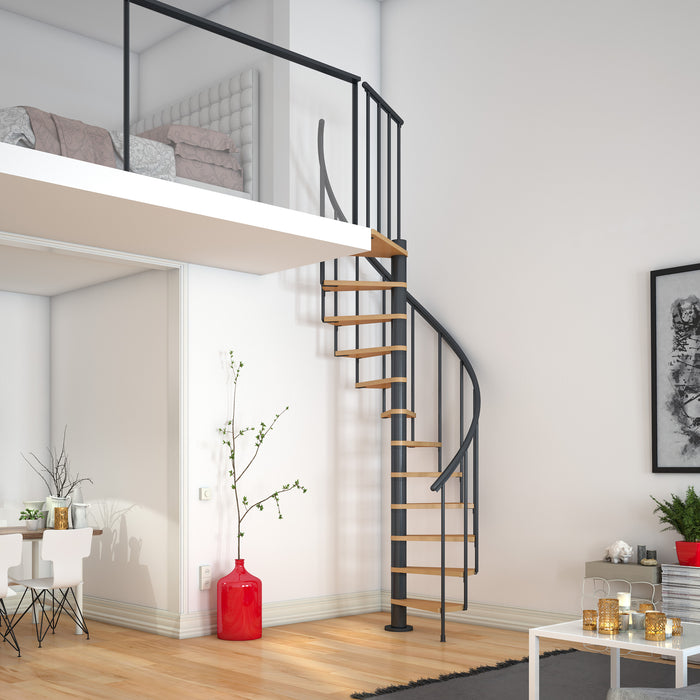 Spindeltreppe Calgary klar lackiert Stufen